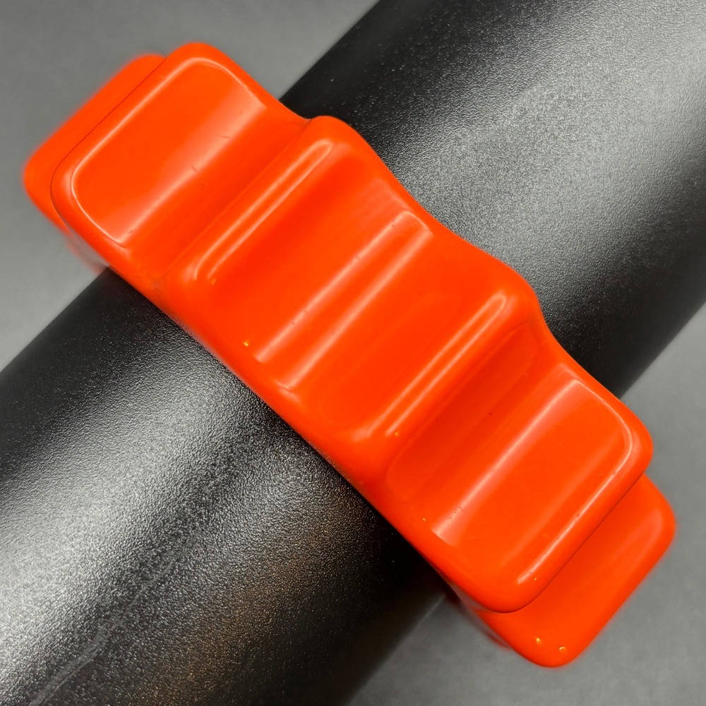 Vintage Chunky Bangle Acrylic Bright Orange Gear Motif Size 7